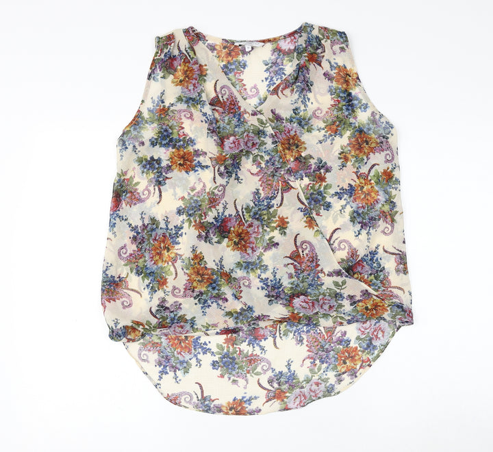 New Look Womens Multicoloured Floral Polyester Camisole Blouse Size 12 V-Neck