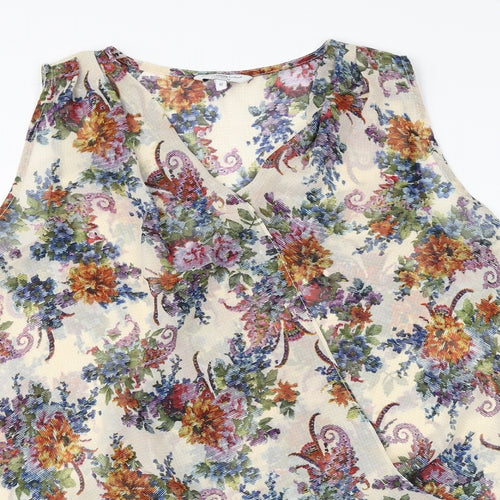 New Look Womens Multicoloured Floral Polyester Camisole Blouse Size 12 V-Neck