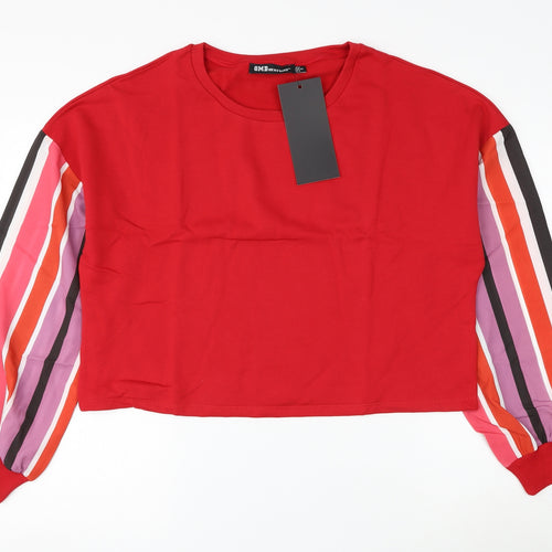 Oh My Days Womens Red Striped Polyester Pullover Sweatshirt Size 8 Pullover