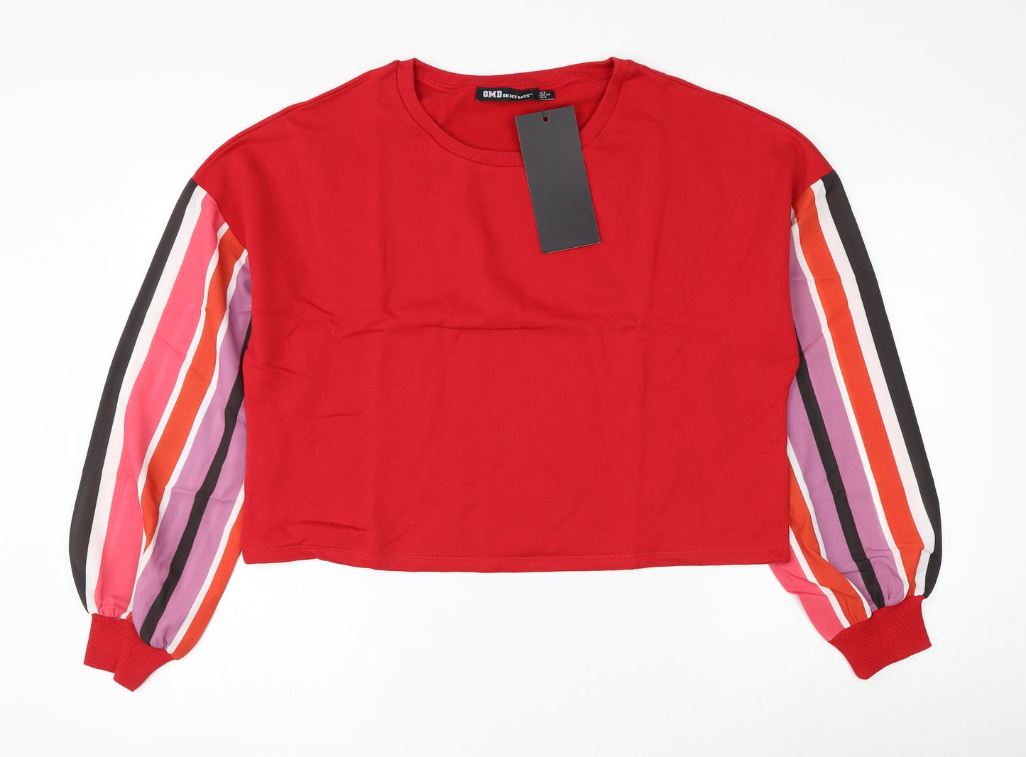 Oh My Days Womens Red Striped Polyester Pullover Sweatshirt Size 8 Pullover