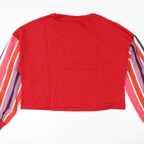 Oh My Days Womens Red Striped Polyester Pullover Sweatshirt Size 8 Pullover