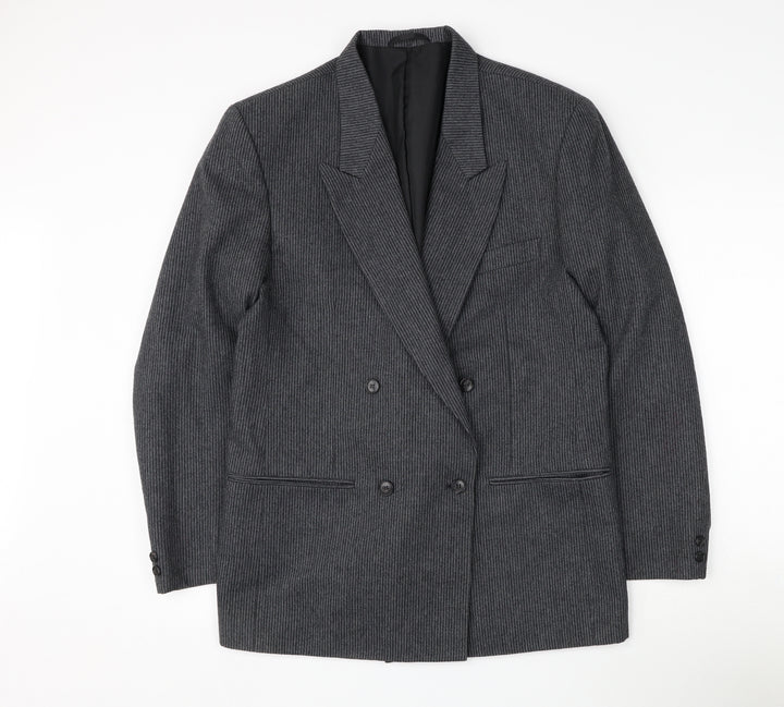 Marlowe Mens Grey Striped Polyester Jacket Suit Jacket Size 38