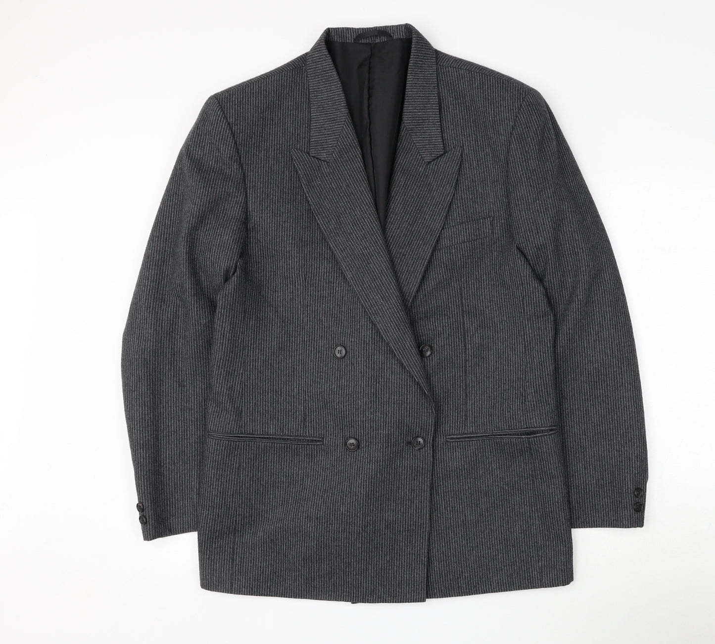 Marlowe Mens Grey Striped Polyester Jacket Suit Jacket Size 38