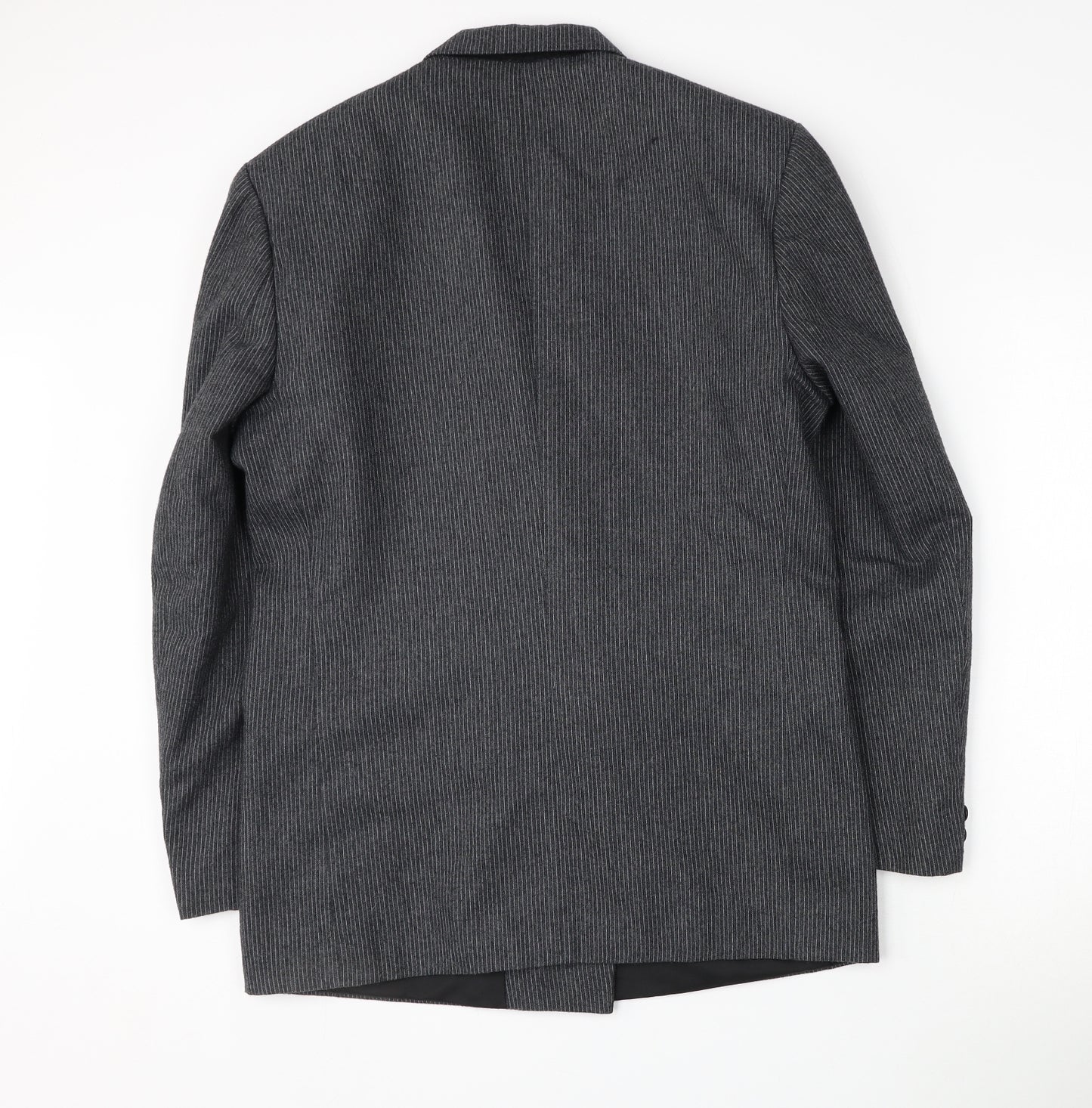 Marlowe Mens Grey Striped Polyester Jacket Suit Jacket Size 38