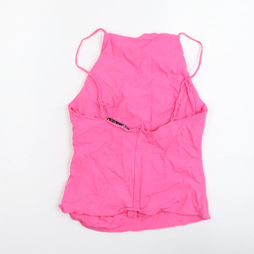 Zara Womens Pink Viscose Camisole Tank Size S Square Neck