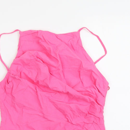 Zara Womens Pink Viscose Camisole Tank Size S Square Neck