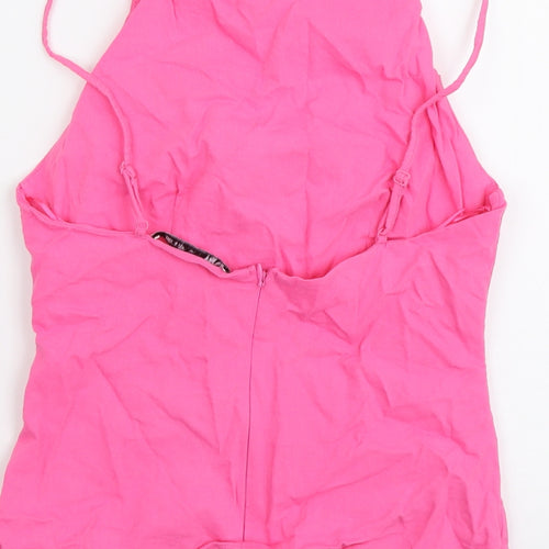 Zara Womens Pink Viscose Camisole Tank Size S Square Neck