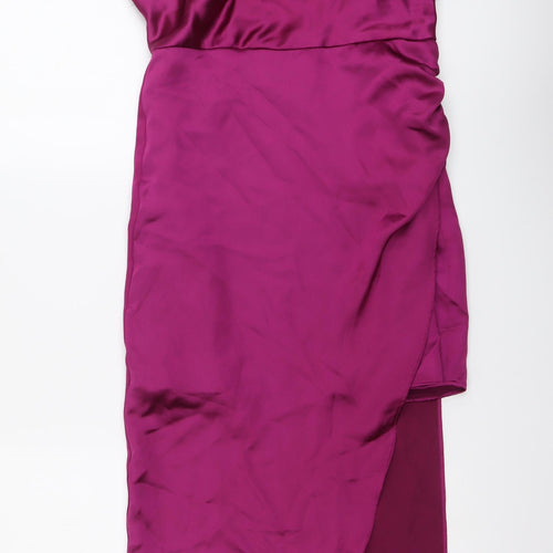 Zara Womens Purple Polyester Bodycon Size S Square Neck Zip