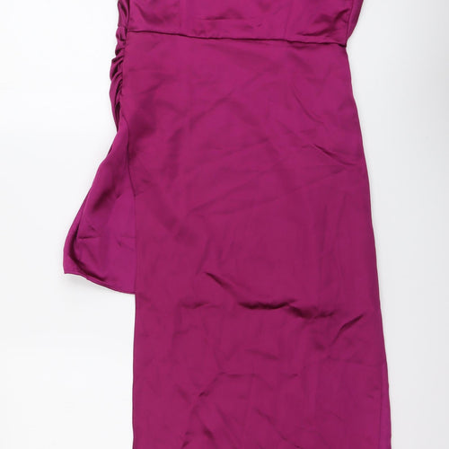 Zara Womens Purple Polyester Bodycon Size S Square Neck Zip