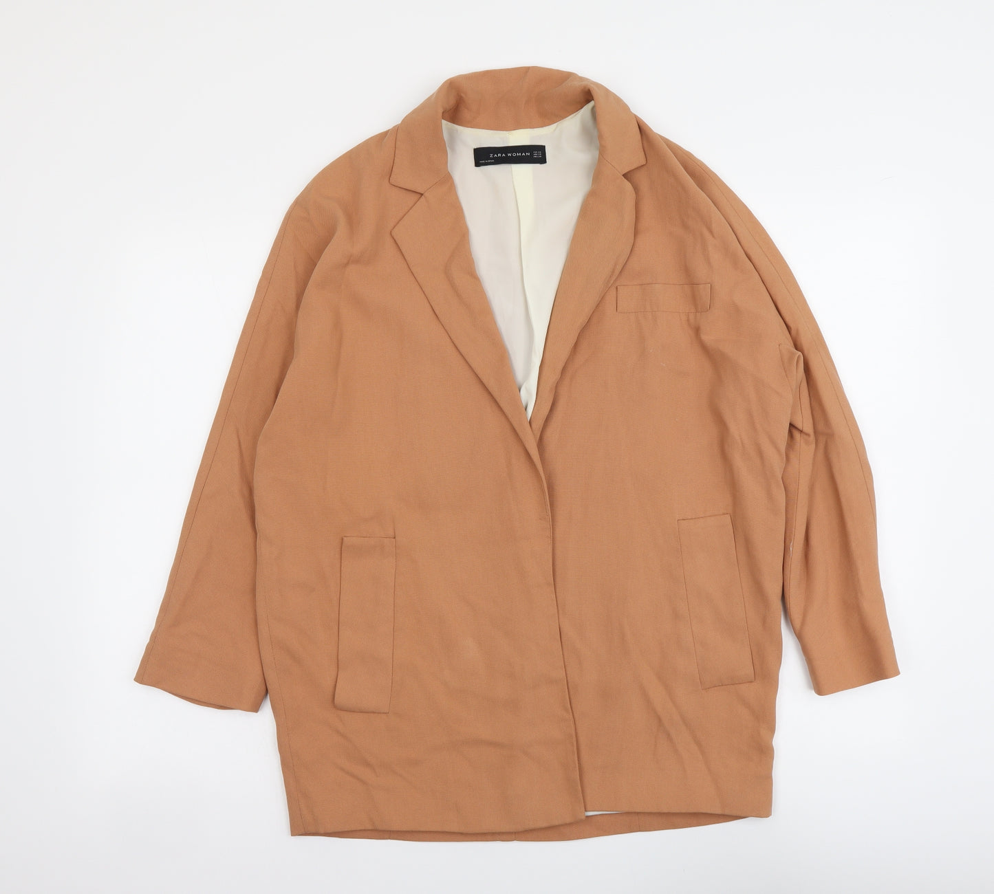 Zara Womens Beige Jacket Size XS Hook & Eye