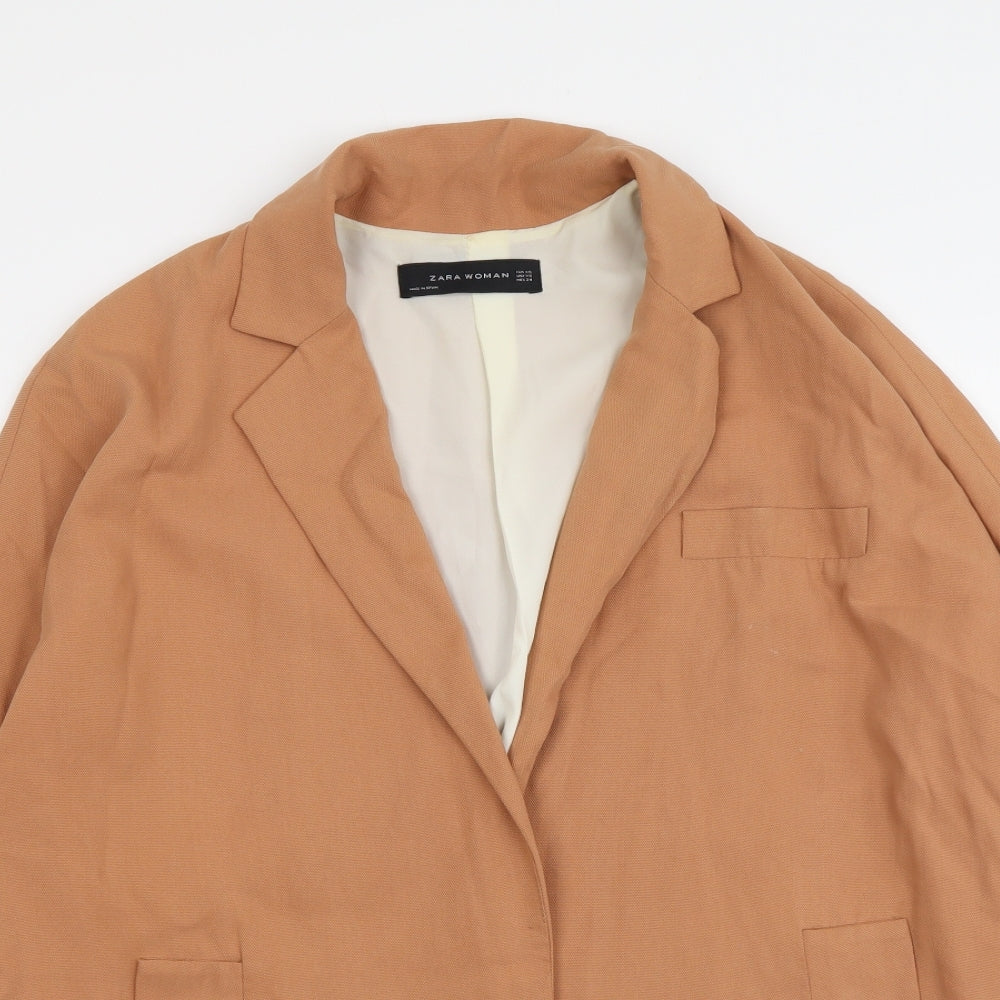 Zara Womens Beige Jacket Size XS Hook & Eye