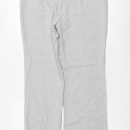 FunMum Womens Grey Linen Trousers Size M L29 in Regular Button
