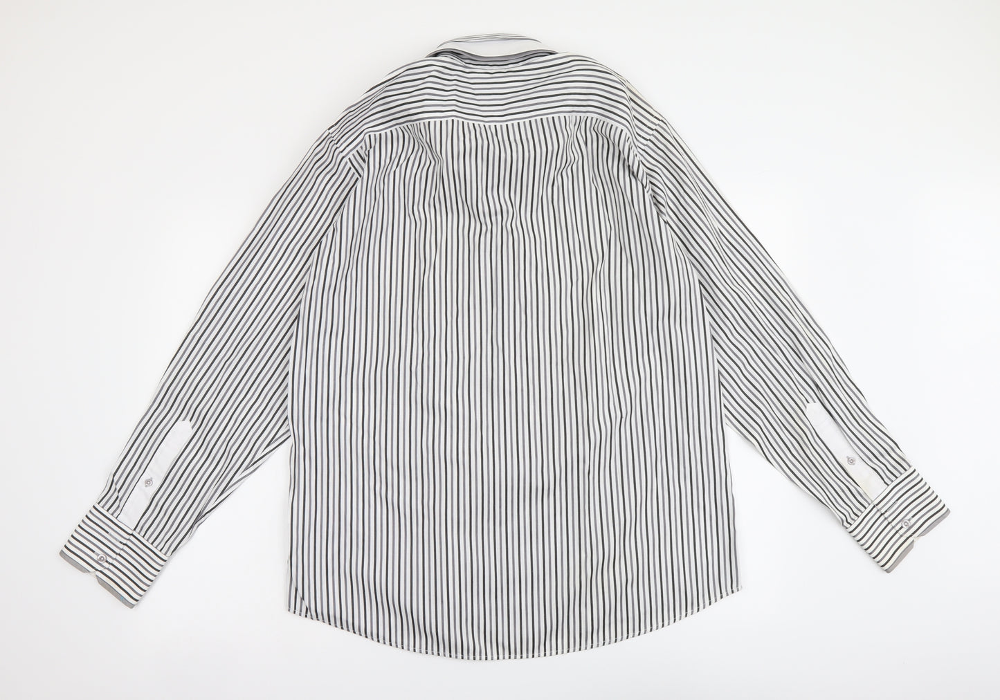 Daniel Rosso Mens Multicoloured Striped Cotton Button-Up Size 2XL Collared Button