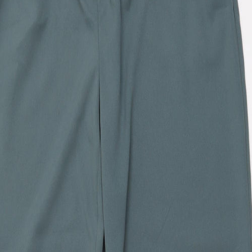 Marks and Spencer Womens Green Polyester Trousers Size 14 L32 in Regular Button
