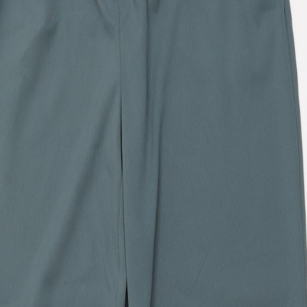 Marks and Spencer Womens Green Polyester Trousers Size 14 L32 in Regular Button