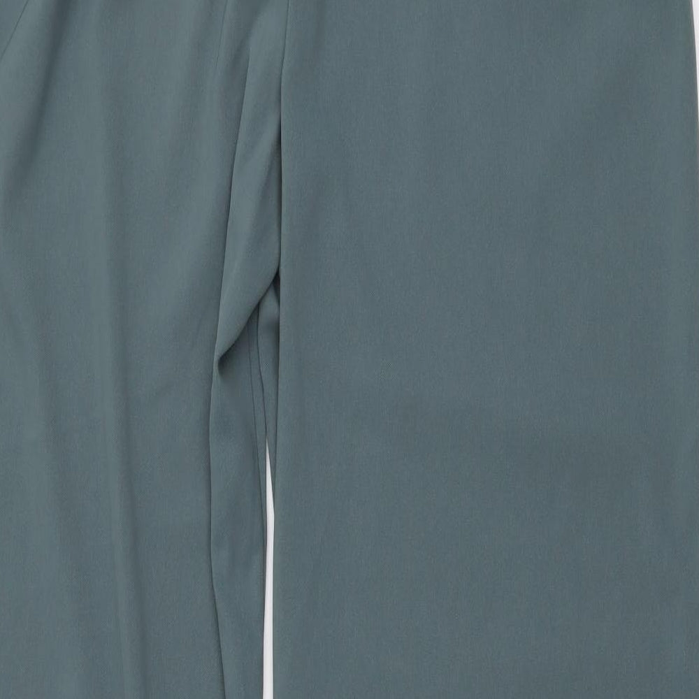 Marks and Spencer Womens Green Polyester Trousers Size 14 L32 in Regular Button