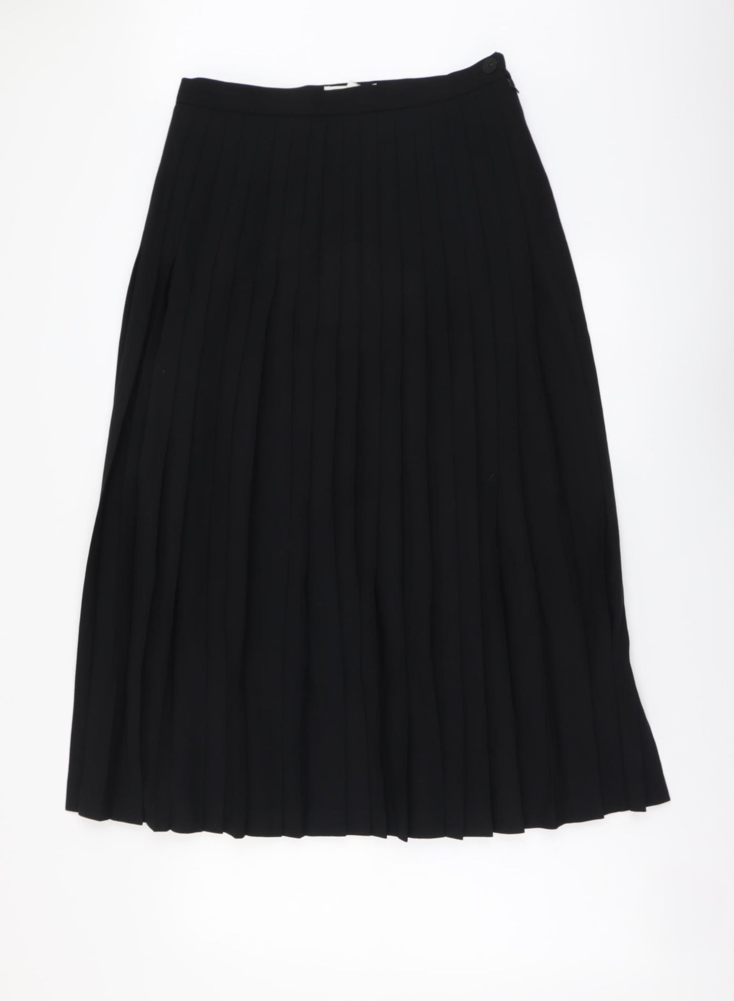 Jaeger Womens Black Wool Pleated Skirt Size 16 Zip