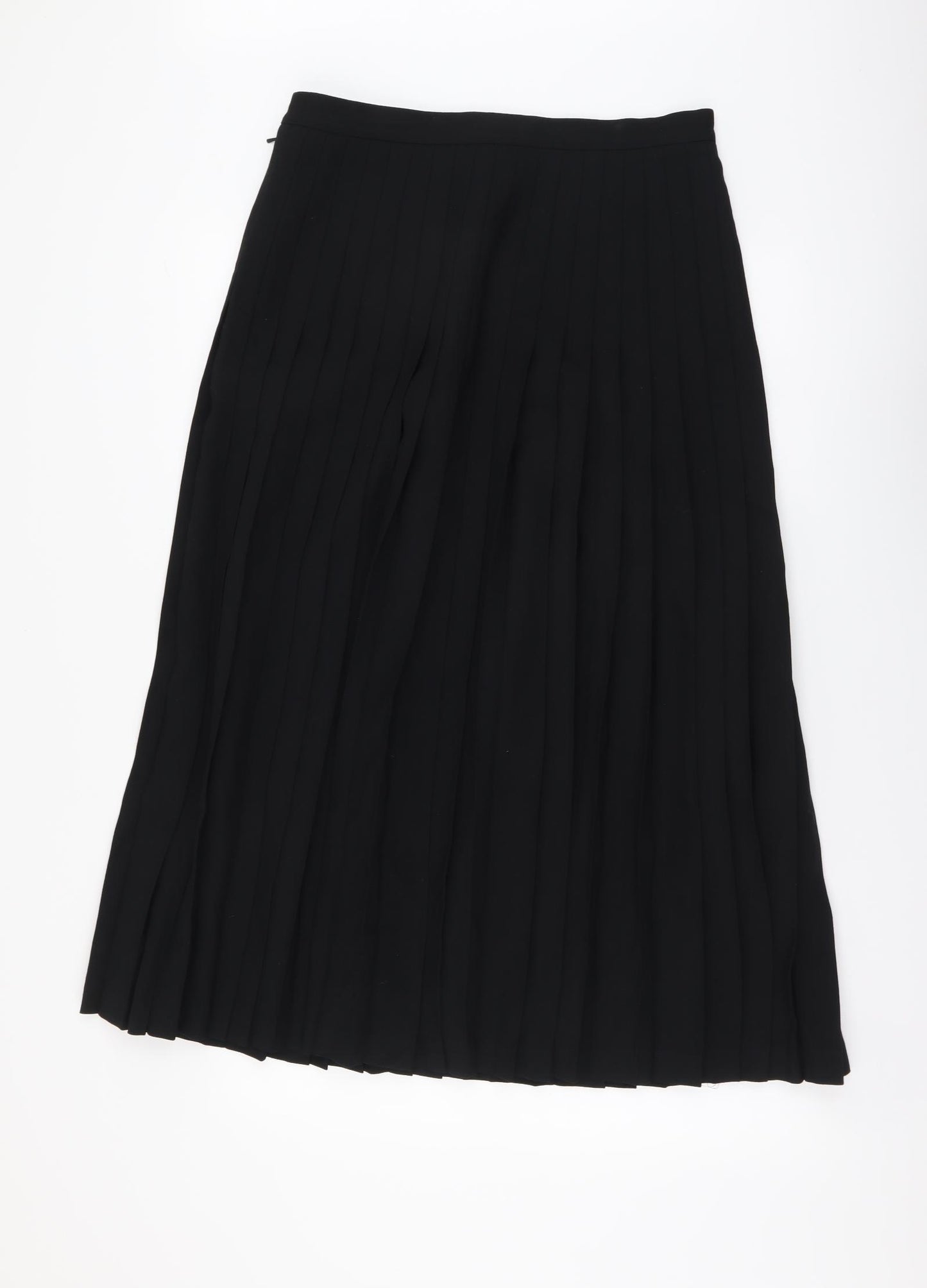 Jaeger Womens Black Wool Pleated Skirt Size 16 Zip