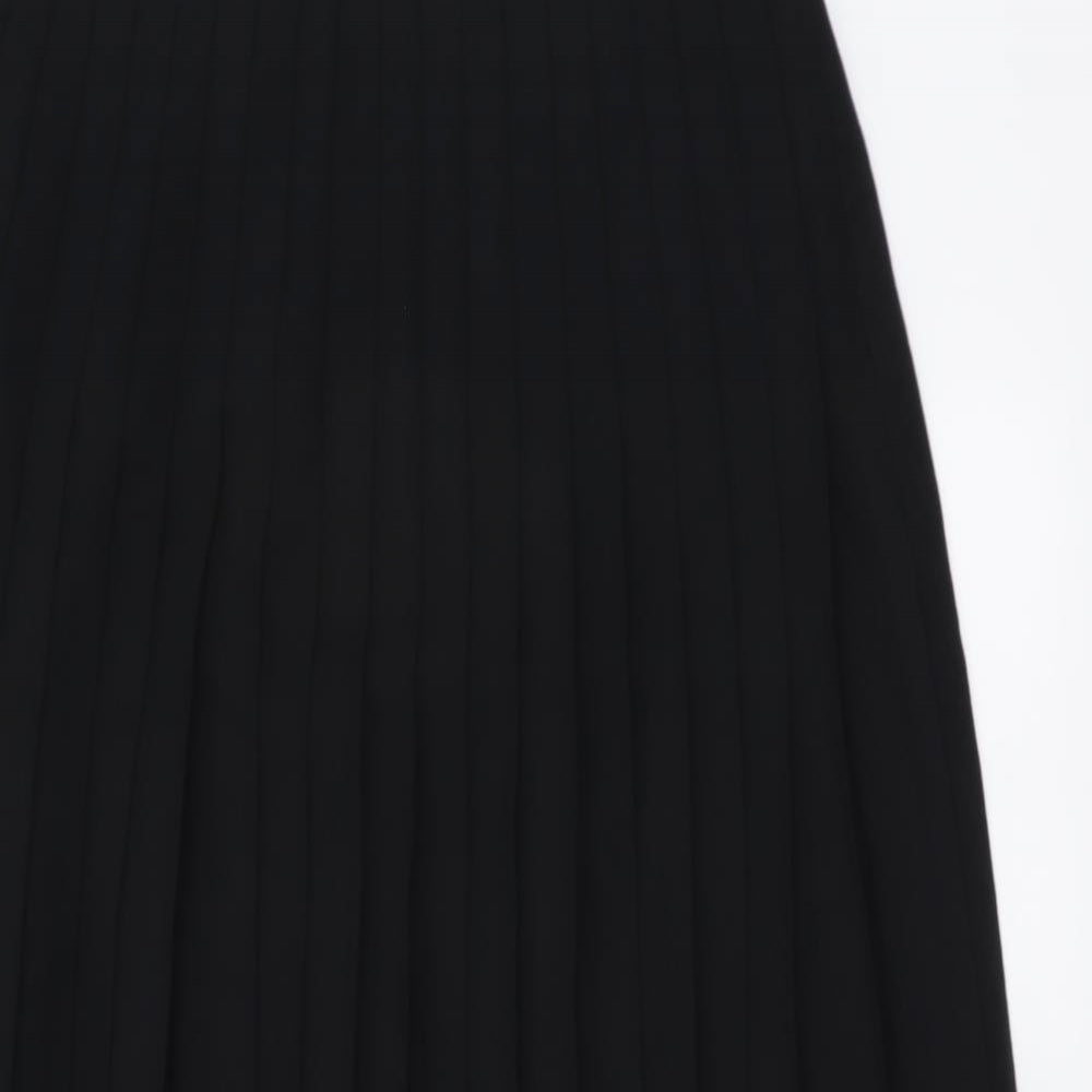 Jaeger Womens Black Wool Pleated Skirt Size 16 Zip