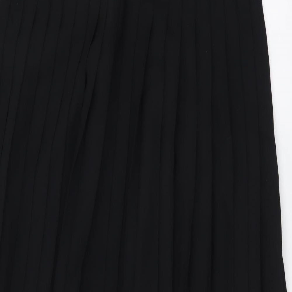 Jaeger Womens Black Wool Pleated Skirt Size 16 Zip