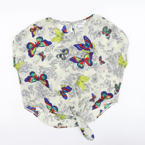 Pinky Womens Multicoloured Geometric Polyester Basic Blouse Size M Round Neck - Butterfly Pattern