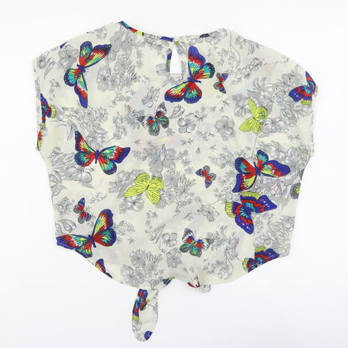 Pinky Womens Multicoloured Geometric Polyester Basic Blouse Size M Round Neck - Butterfly Pattern