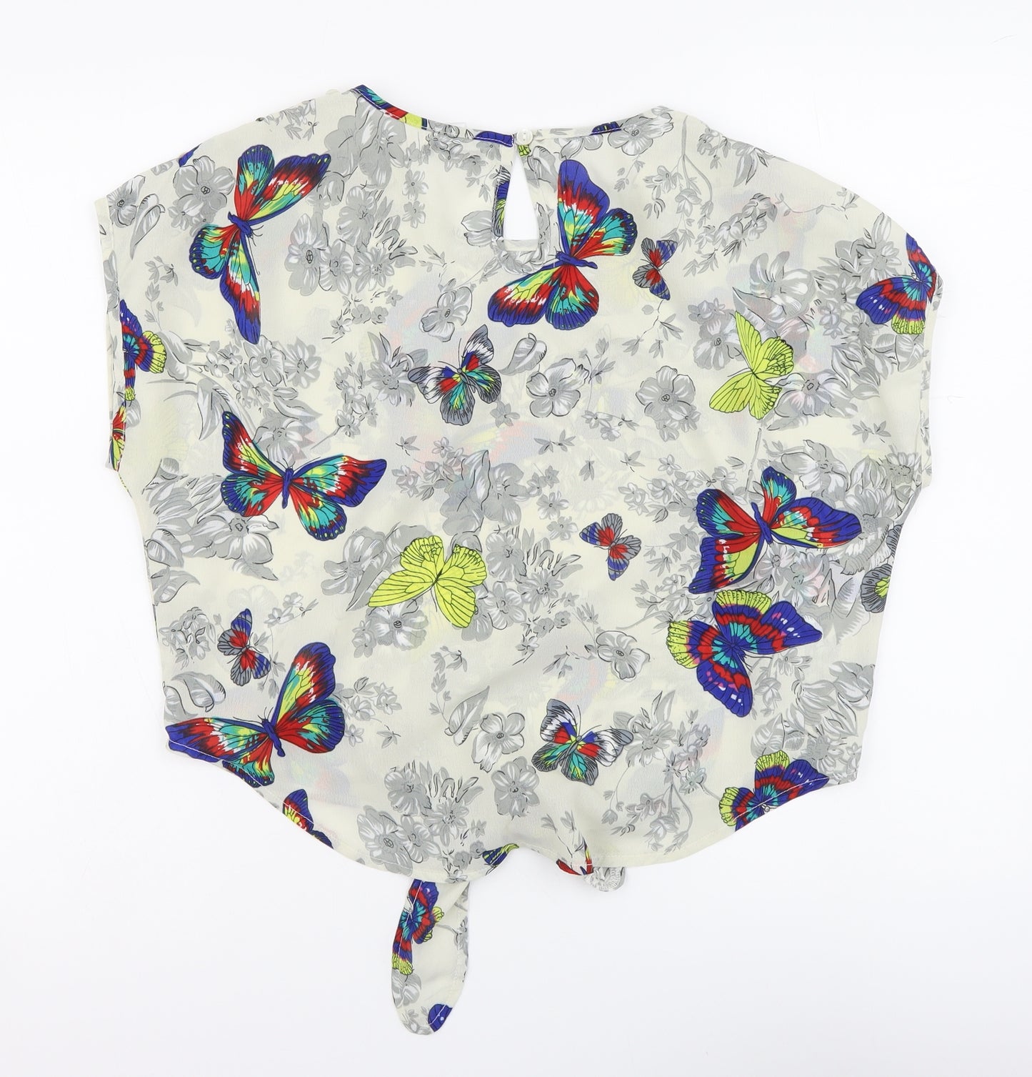 Pinky Womens Multicoloured Geometric Polyester Basic Blouse Size M Round Neck - Butterfly Pattern