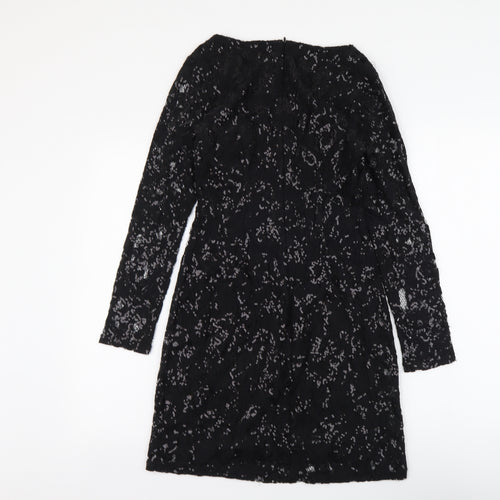 Dorothy Perkins Womens Black Polyester A-Line Size 6 V-Neck Zip
