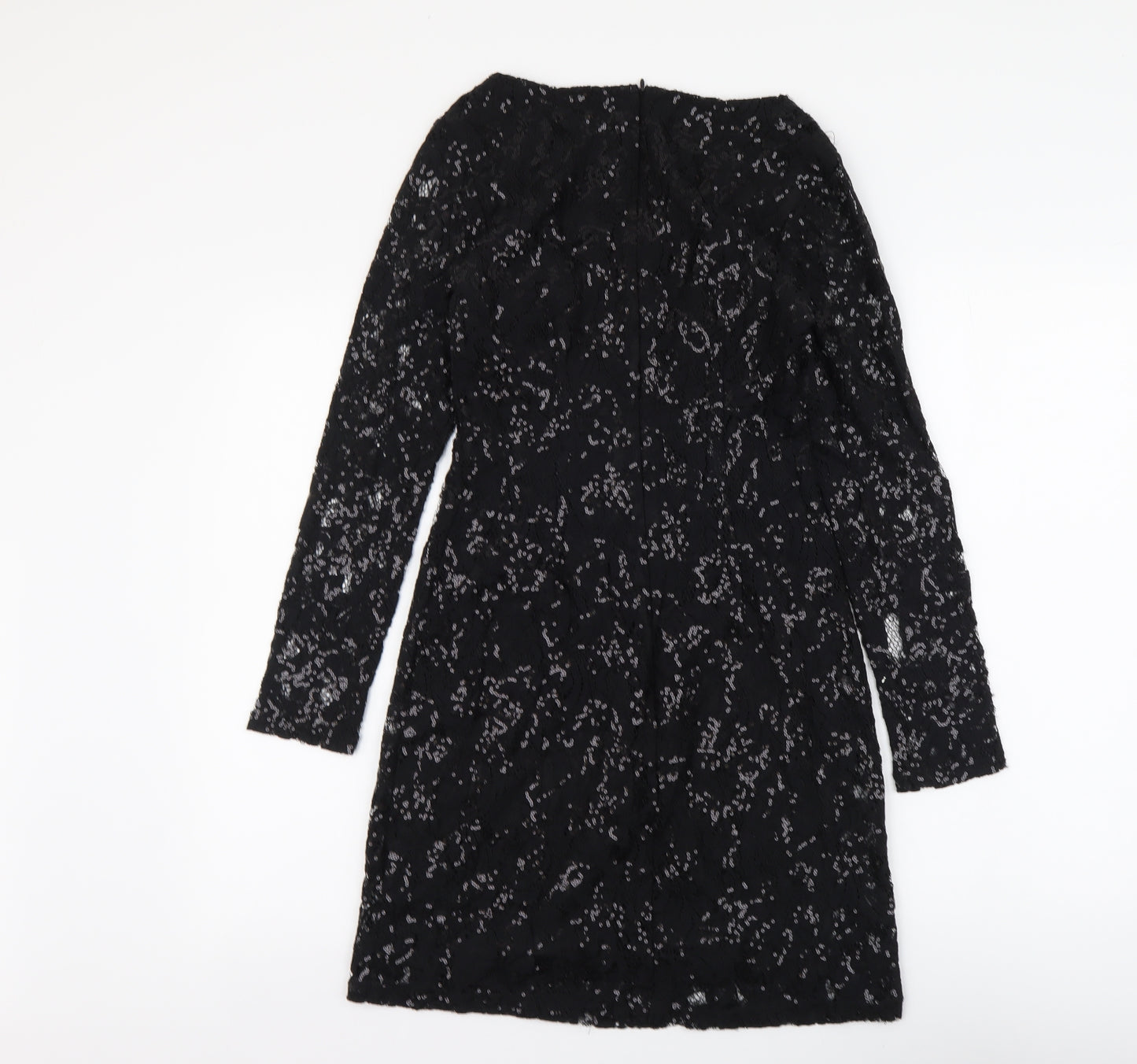 Dorothy Perkins Womens Black Polyester A-Line Size 6 V-Neck Zip