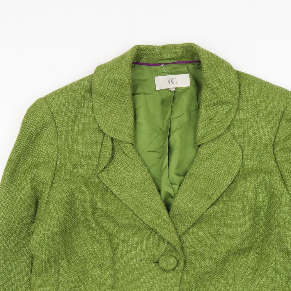 CC Womens Green Viscose Jacket Suit Jacket Size 14
