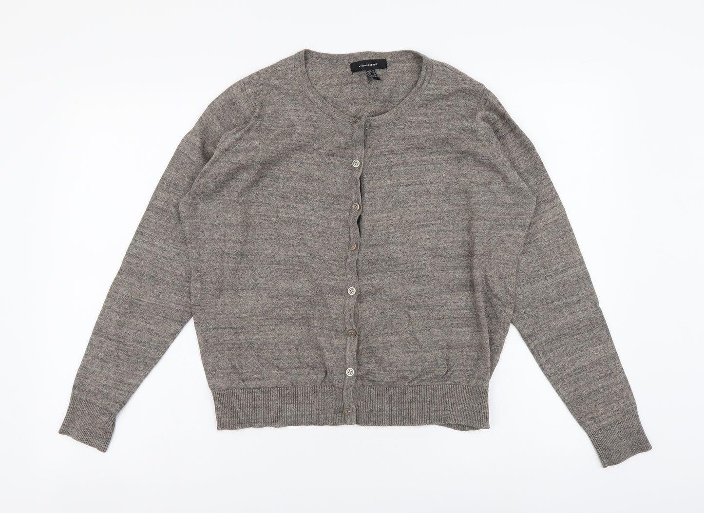 Atmosphere Womens Beige Round Neck Cotton Cardigan Jumper Size 16