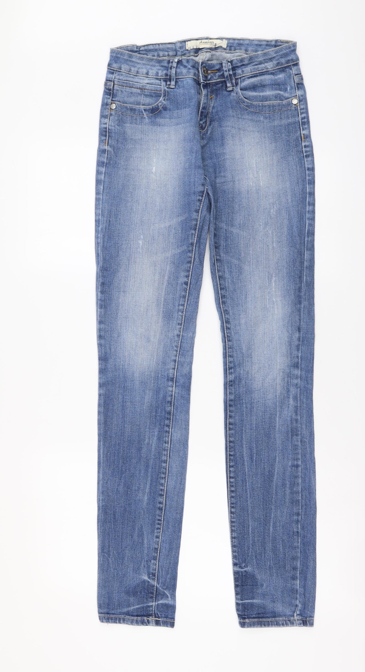 MODO Womens Blue Cotton Mom Jeans Size M L34 in Regular Button