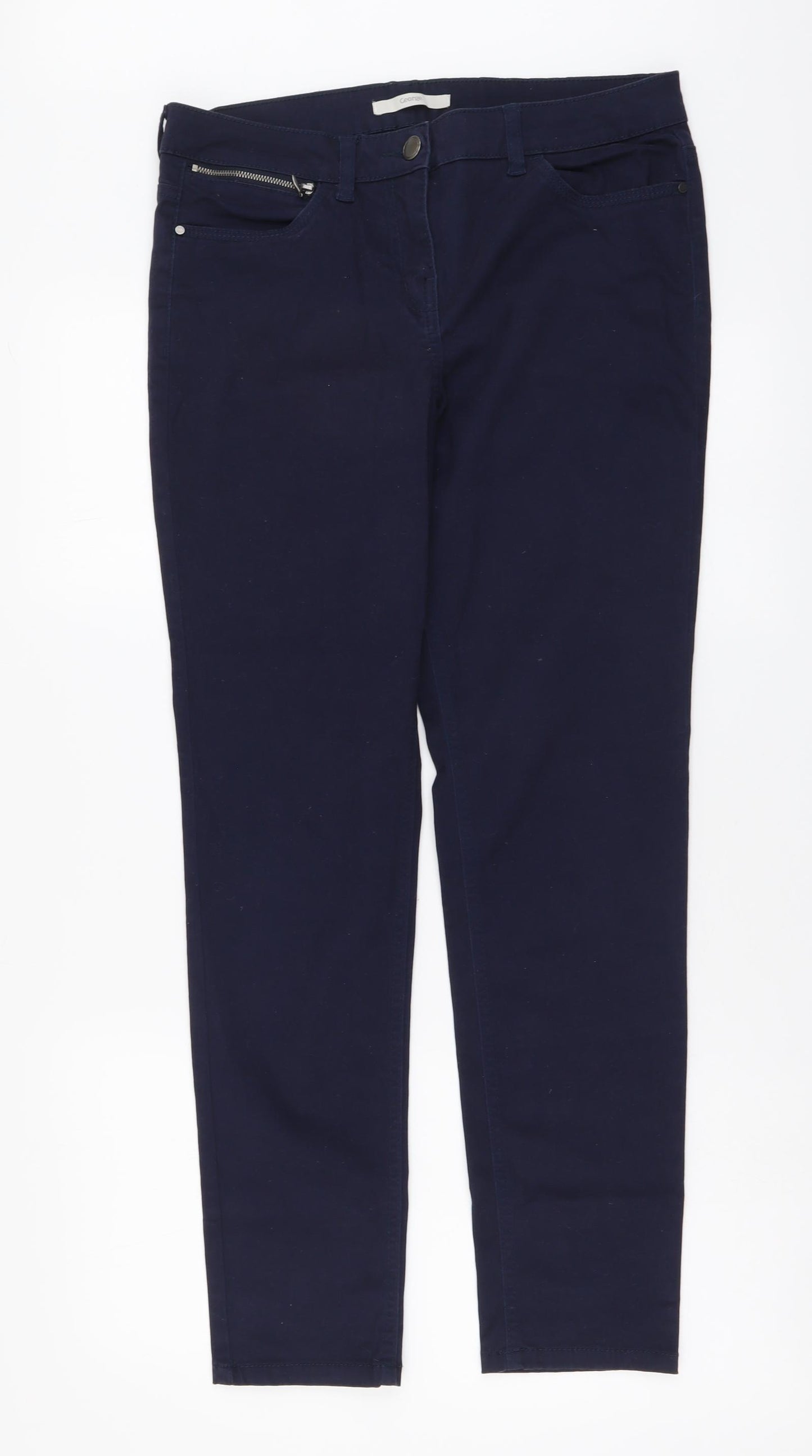 George Womens Blue Cotton Straight Jeans Size 12 L29 in Regular Button