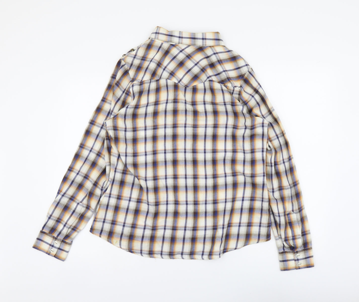 Falmer Womens Multicoloured Plaid Cotton Basic Button-Up Size 16 Collared