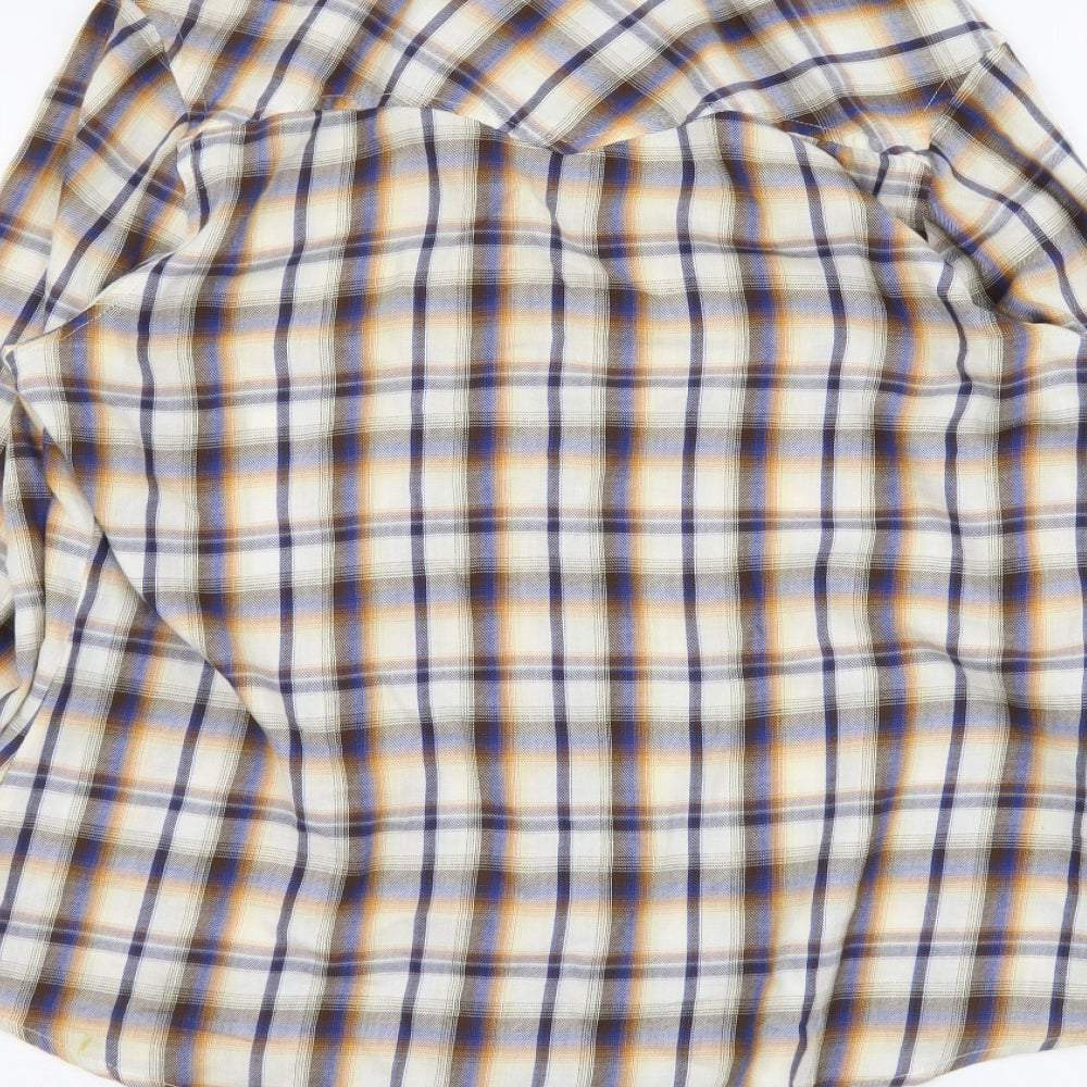 Falmer Womens Multicoloured Plaid Cotton Basic Button-Up Size 16 Collared