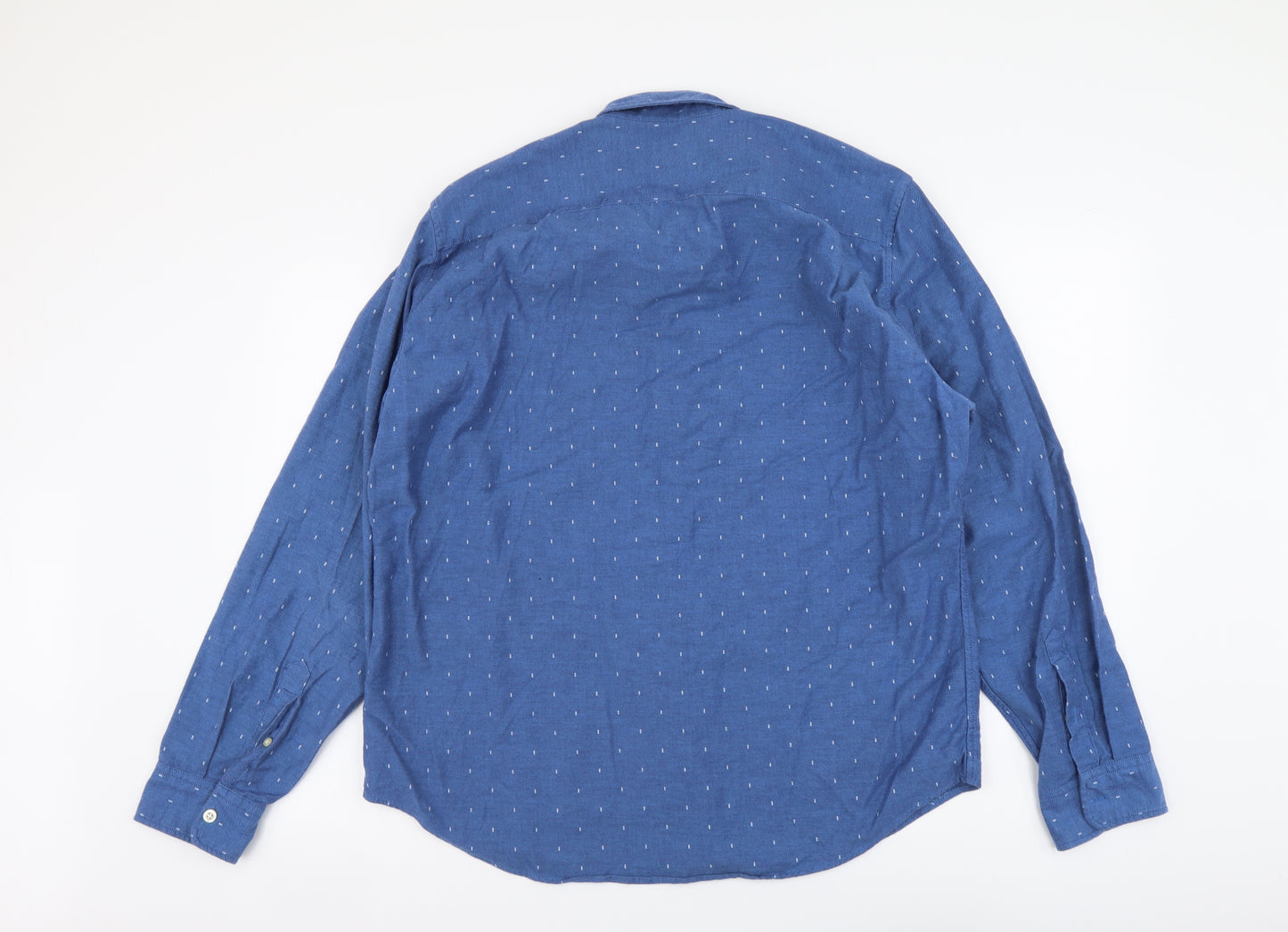 Gap Mens Blue Cotton Button-Up Size L Collared Button
