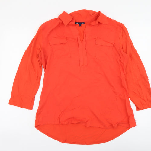 Gap Womens Red Polyester Basic Blouse Size L Collared