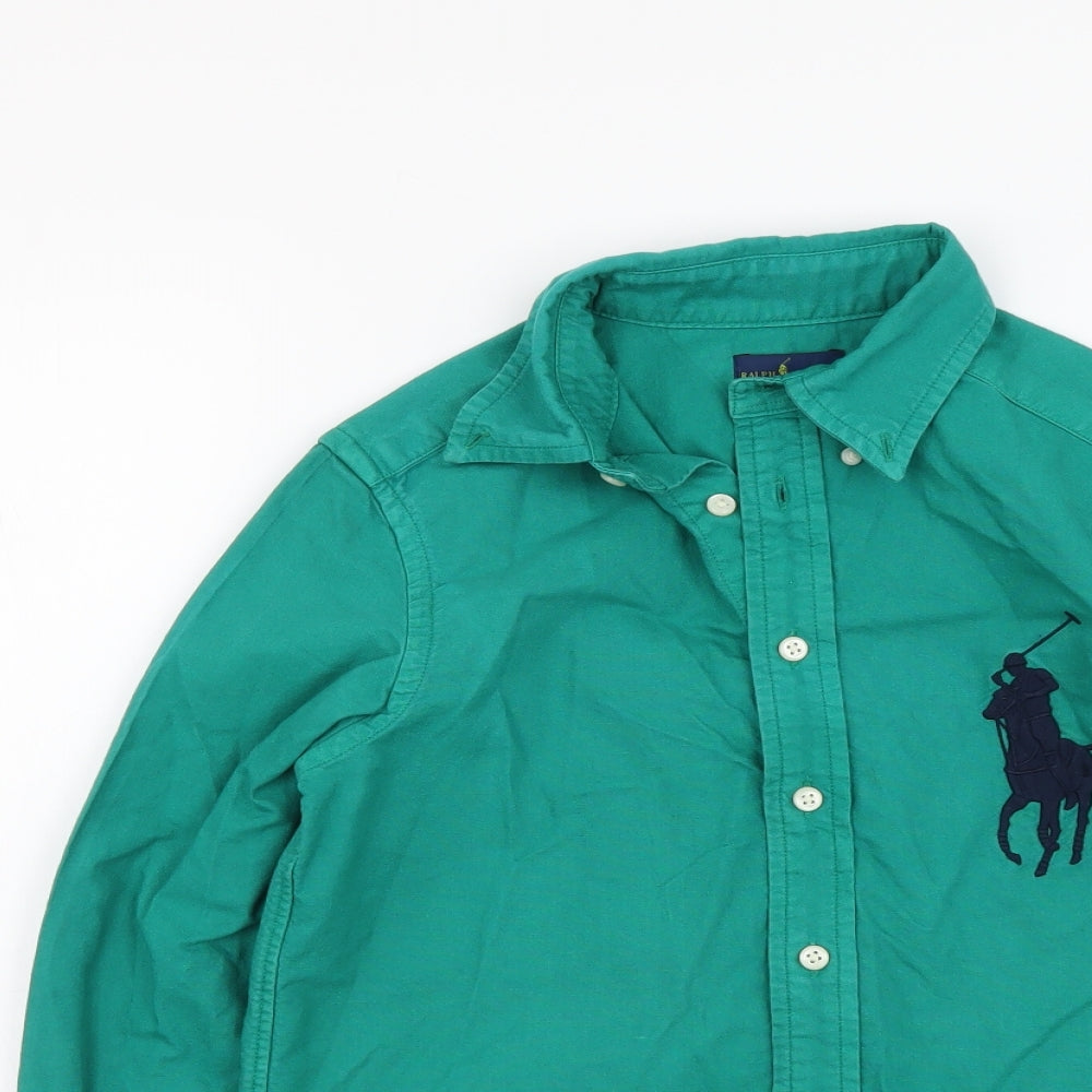 Polo Ralph Lauren Boys Green Cotton Basic Button-Up Size 10 Years Collared Button