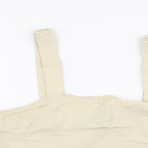 Primark Womens Beige Linen Cropped Tank Size 10 Square Neck
