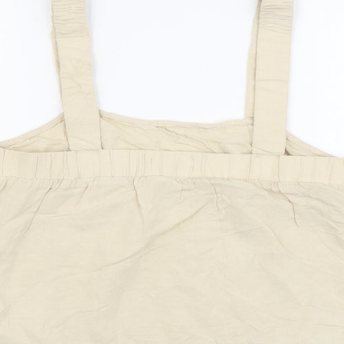 Primark Womens Beige Linen Cropped Tank Size 10 Square Neck