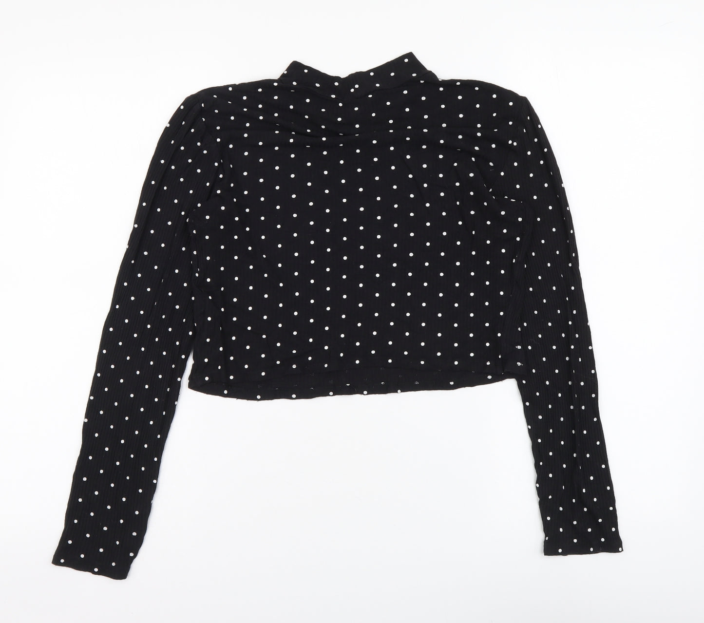 H&M Womens Black Polka Dot Viscose Basic Blouse Size S Mock Neck