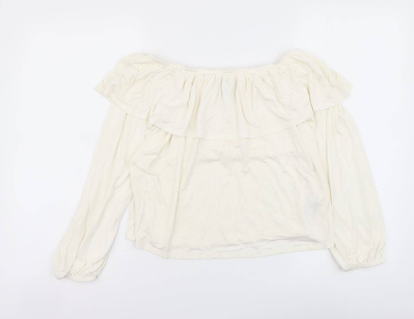 New Look Womens Ivory Viscose Cropped Blouse Size 12 Off the Shoulder