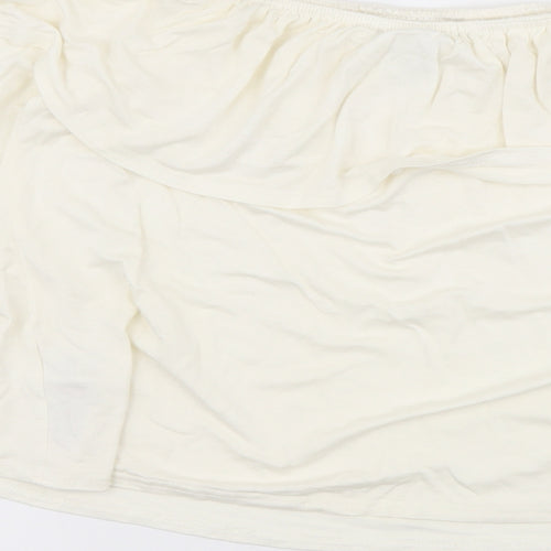 New Look Womens Ivory Viscose Cropped Blouse Size 12 Off the Shoulder