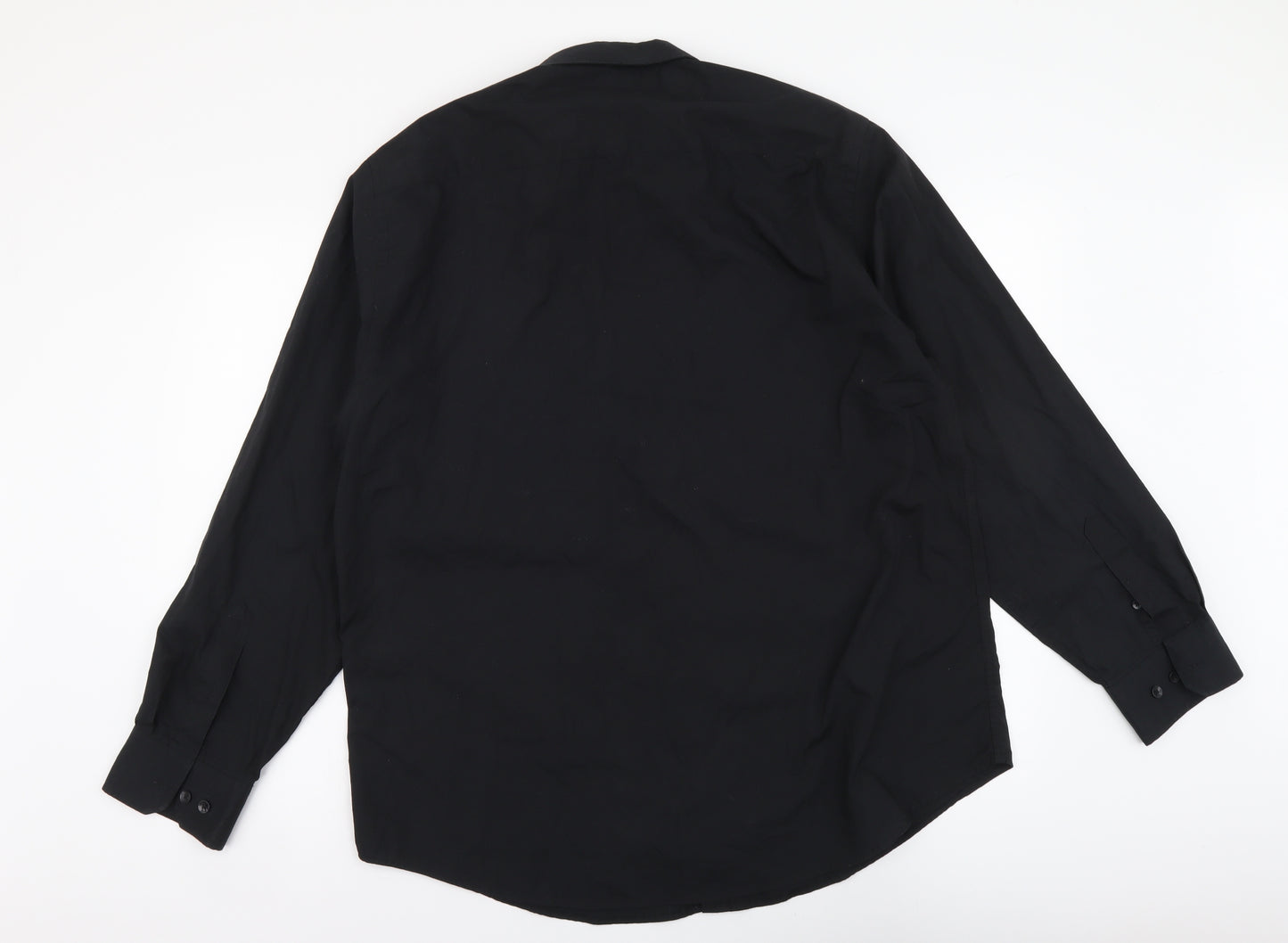 Primark Mens Black Polyester Button-Up Size XL Collared Button