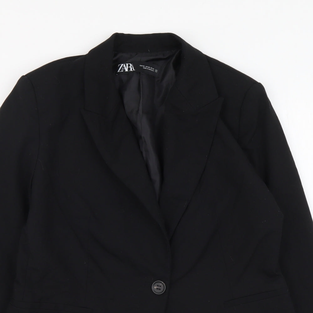 Zara Womens Black Polyester Jacket Suit Jacket Size M