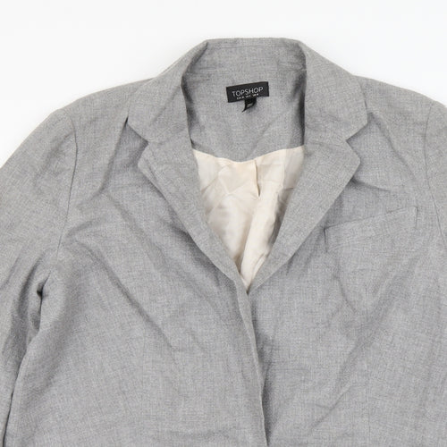Topshop Womens Grey Acetate Jacket Suit Jacket Size 8