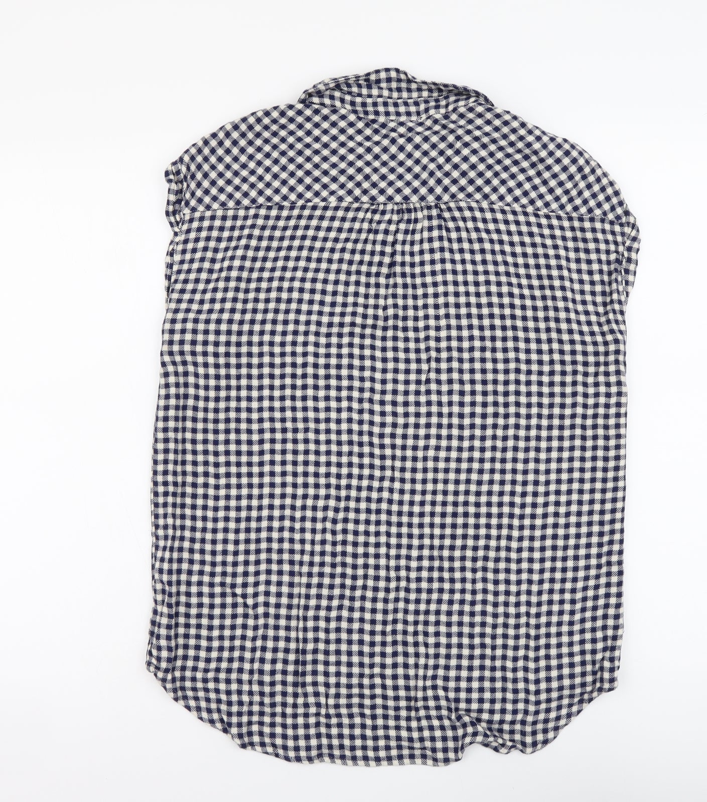 NEXT Womens Blue Check Viscose Basic Button-Up Size 12 Collared