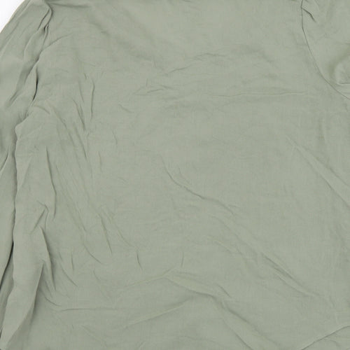Marks and Spencer Womens Green Viscose Basic Button-Up Size 8 V-Neck