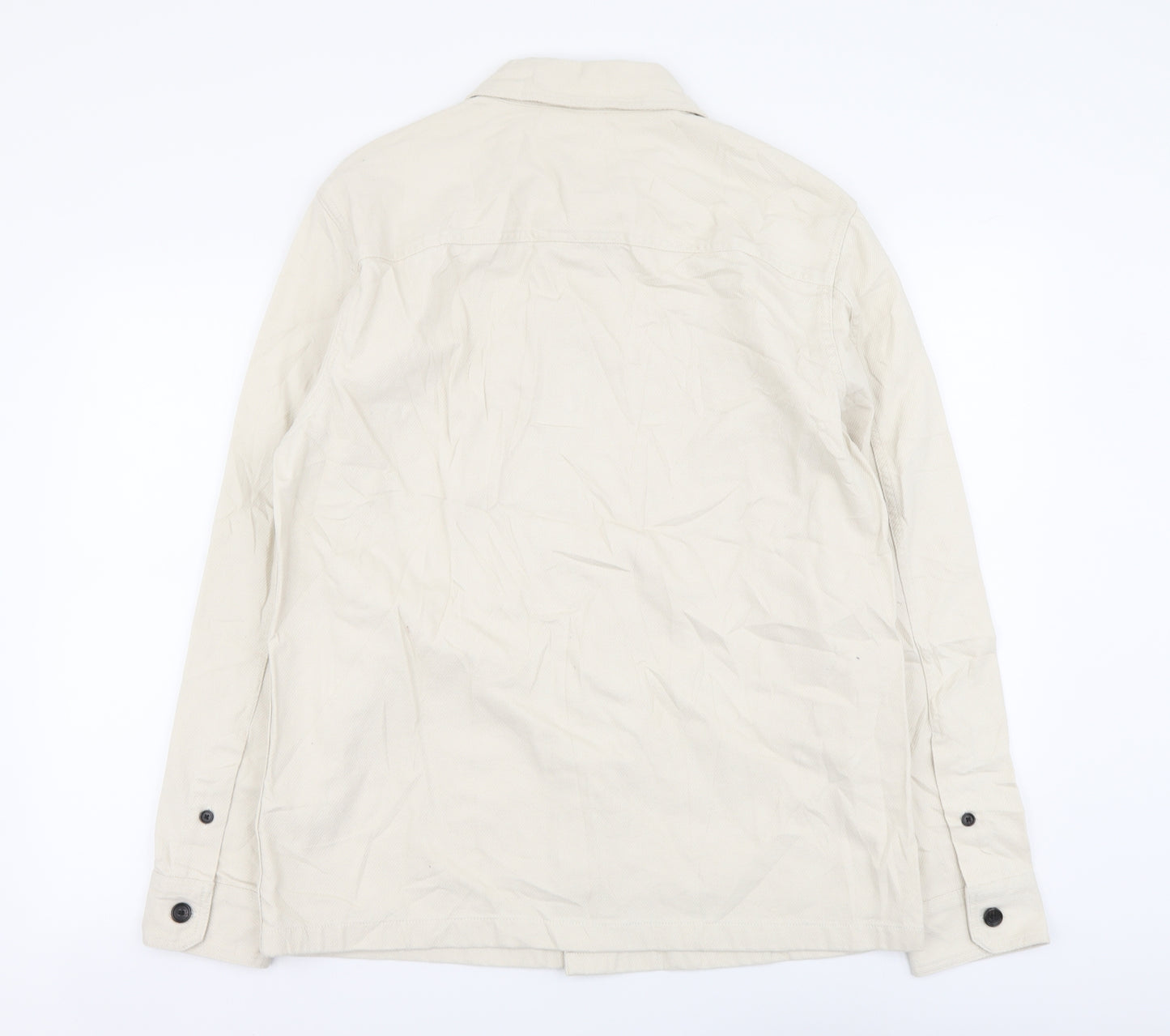 Marks and Spencer Womens Beige Cotton Basic Button-Up Size S Collared - Overshirt