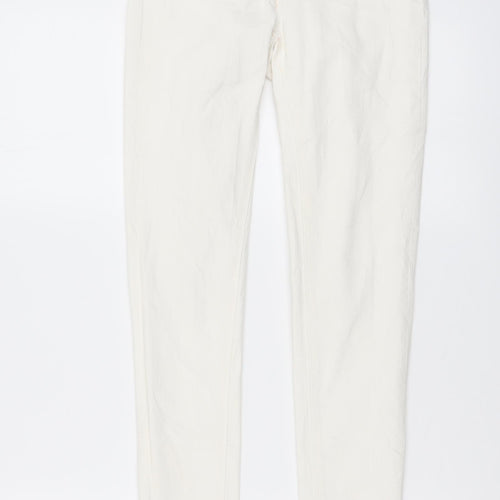 Waredenim Womens White Cotton Skinny Jeans Size 8 L29 in Regular Button